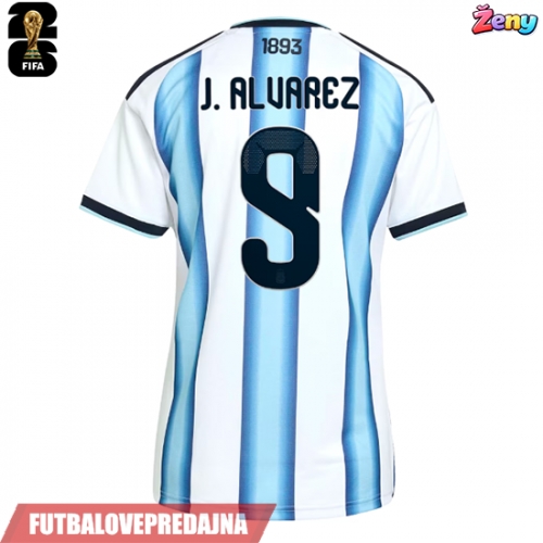 Lacne Ženy Futbalové dres Argentína Julian Alvarez #9 MS 2026 Krátky Rukáv - Domáci